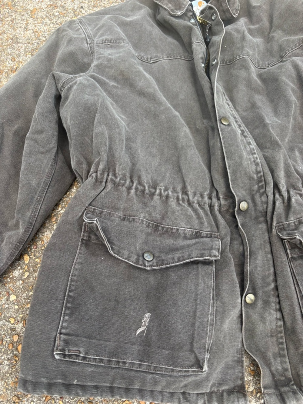 Carhartt Vintage Black Distressed Coat Chore Jacket Blanket Lined C46TMB USA - Picture 2 of 8
